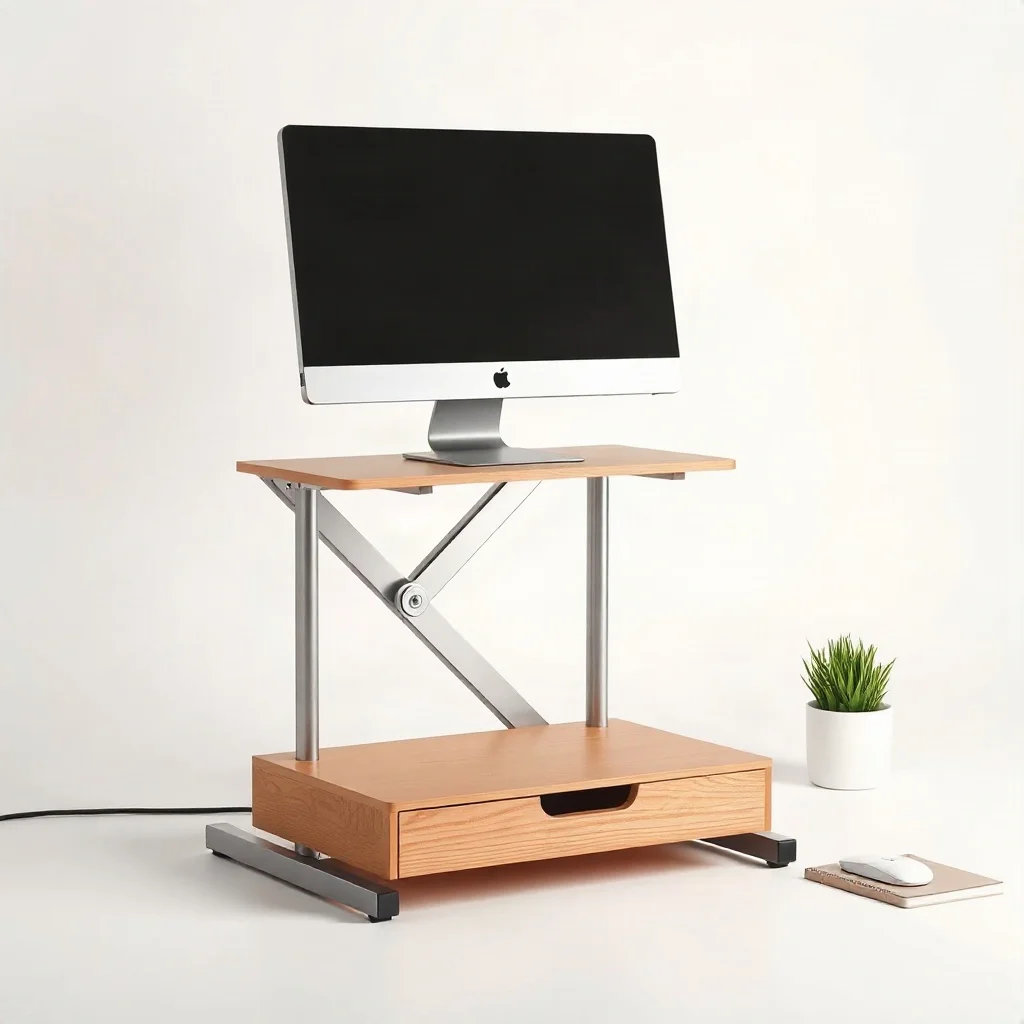 OPNICE 2-Tier Monitor Stand Riser with Drawer