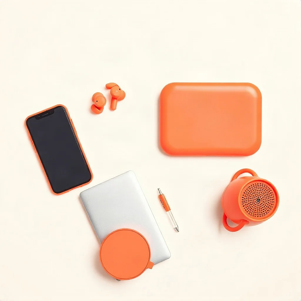 Everyday tech gadgets flat lay